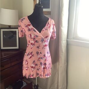 Impressions Pink and Red Floral Dress
